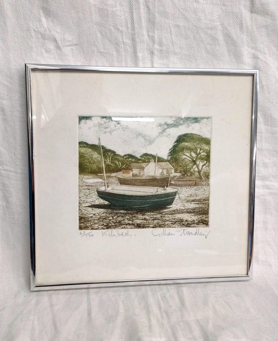 Original signed limited edition etching print by Gillian Stroudley, framed and glazed