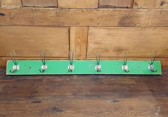 Retro style wooden mounted coat hooks for hallway entryway