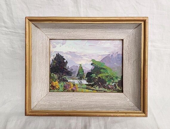Vintage framed impressionistic landscape