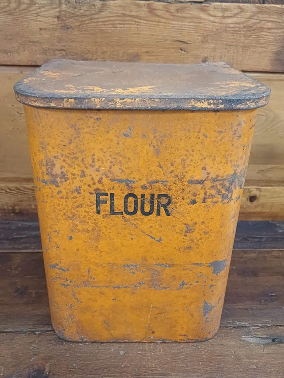Vintage tin flour canister