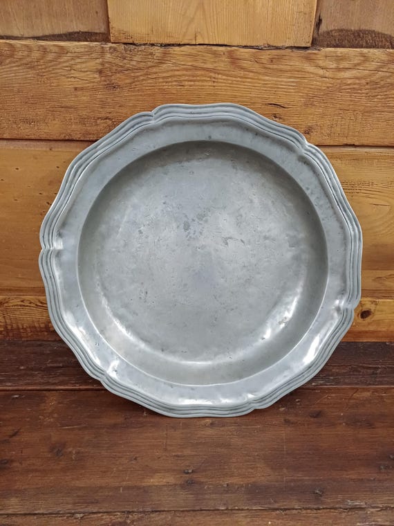 Large scalloped Pewter dish