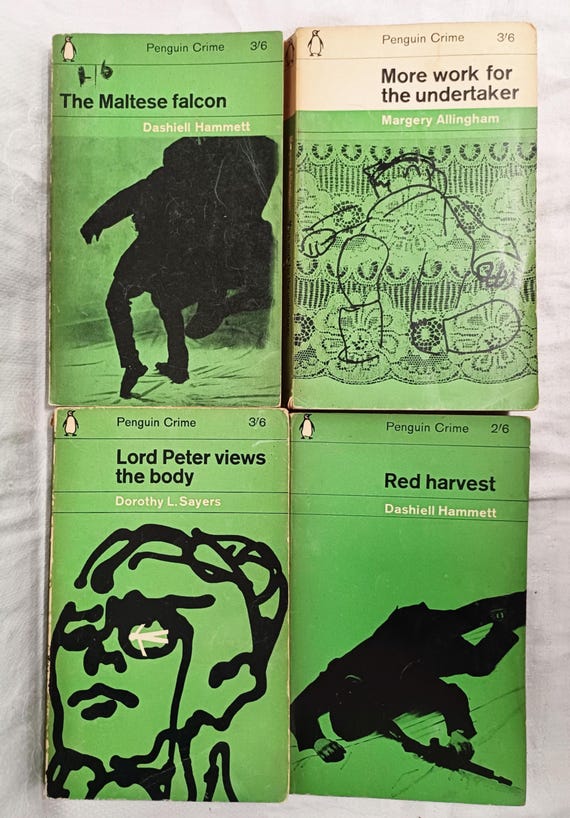 Vintage Penguin crime books, mid-century collection of 4 vintage crime novels