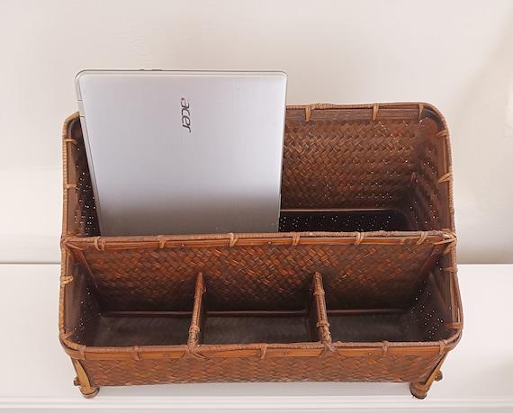 Vintage woven desk tidy