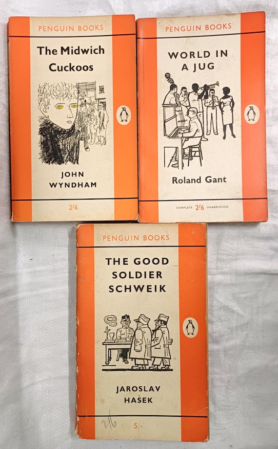Vintage 60s Penguin books, mid-century collection of 3 novels