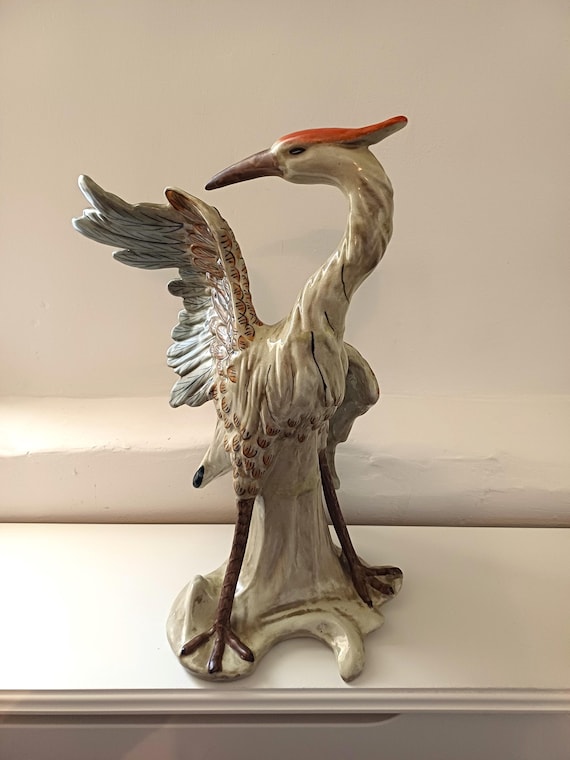Large decorative ceramic stork