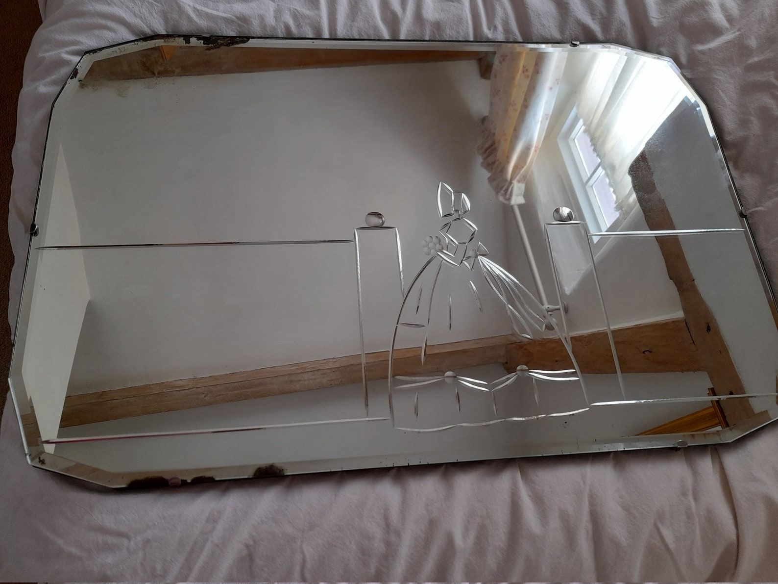 Vintage 1950s unframed mirror /retro 50s mirror / mirror on Etsy
