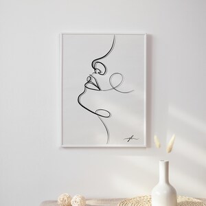 Abstract face line art | minimalist line drawing | one line art | wall decor | home wall art | minimal sketch | woman face | silhouette lady