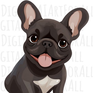Uśmiechnięty Buldog Francuski/Frenchie | Natychmiastowe pobieranie, Grafika cyfrowa, Nadruk DTG/sublimacyjny, Projekt koszulki, Plik PNG