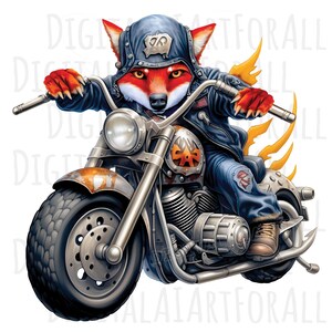 Outlaw Biker Fox Clipart | Instant Download, Digital Graphics, DTG/Sublimation Printing, T-Shirt Design, PNG File