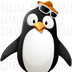 Summer Penguin Clipart / Instant Downloadable Art Digital Art DTG Sublimation Design T-Shirt Design Sticker PNG File Clipart