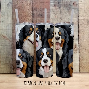 20 Unzen Skinny Becher Wrap, Berner Sennenhunde, Sofortiger Download Digitale Grafiken, Sublimationsdruck, Clipart PNG Datei, DIY Handwerk