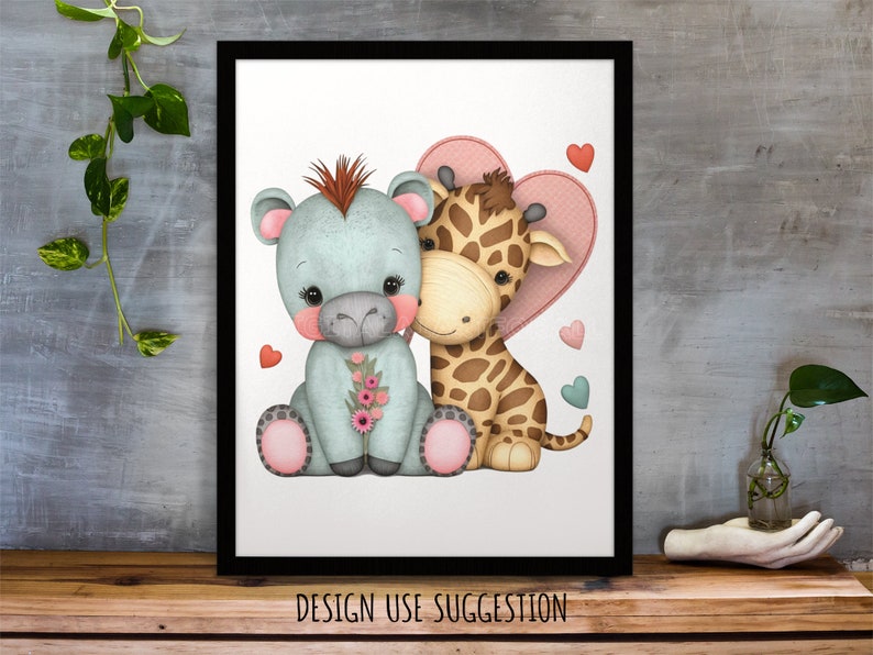 Baby Animals Valentine Design - Printable, Instant Digital Artwork ...