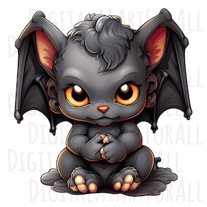 Geflügelte Baby Katze Wasserspeier | Sofortiger Download, Digitale Grafiken, DTG/Sublimationsdruck, T-Shirt-Design, Clipart PNG-Datei