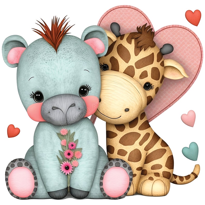 Baby Animals Valentine Design - Printable, Instant Digital Artwork ...