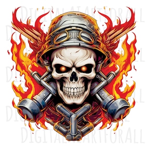 Biker Skull, Human Skull, Winged, Instant Download, Digital Graphics, DTG/Sublimation Printing, T-Shirt Design, Clipart PNG File