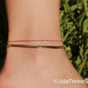 Women Girl Titanium Stainless Steel 6 mm Gold Cuban Link Anklet Bracelet  8-10