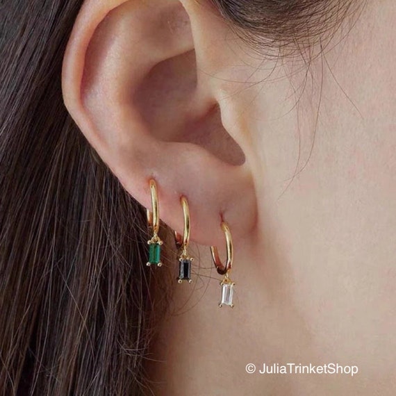 3 Stone Diamond Petite Huggie Fashion Earrings | Dunkin's Diamonds
