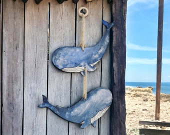 Wall hanging with whales. Ceramic wall decoration. Home decoration pendant. Clay wall hanger. Handmade gift.