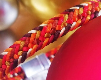 Autumn Color Kumihimo Braid Bracelet, Matte Silver Clasp