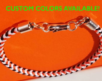Bengals Bracelet, Orange Black White Satin Braid, Cincinnati Football Jewelry
