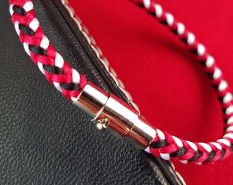 Pulsera deportiva, en rojo, blanco, negro o colores personalizados, con cierre magnético/de pasador plateado o cierre de langosta, 7 tamaños disponibles