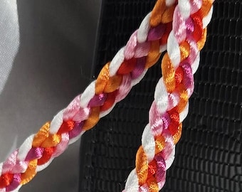 Llavero lésbico: pulsera o cordón tejido a mano con los colores de la bandera LGBTQ