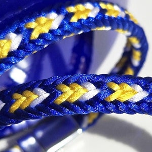 LA football bracelet, Rams bracelet, woven satin braid in Los Angeles colors, matte-silver magnetic clasp. 7 sizes, custom colors available!