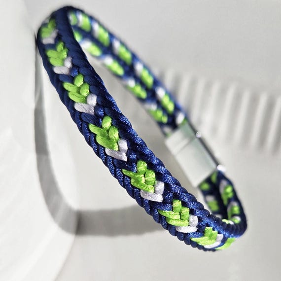 Seattle Bracelet: Handwoven Satin in Seahawks Team Colors