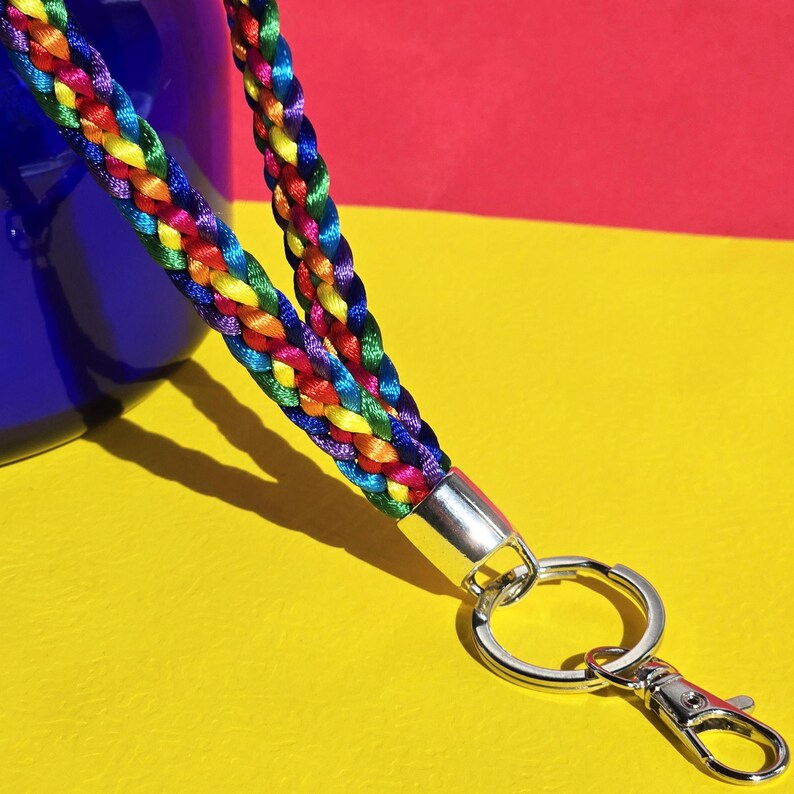 LGBTQ Pride Lanyard Keychain, Pride Wristlet Keychain, Handwoven in