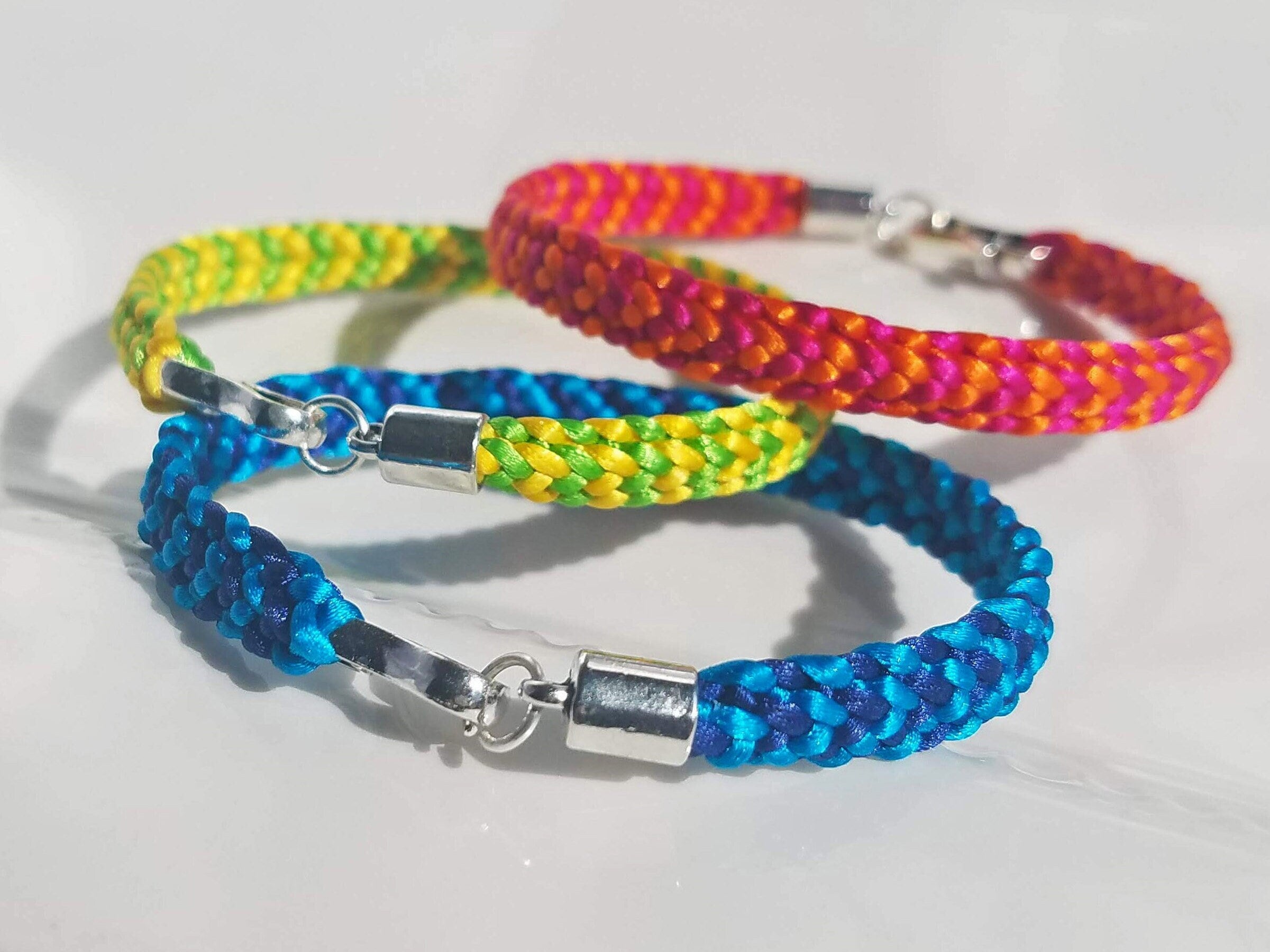 Summer Anklets in Custom Colors, Custom Sizes, Hand-woven Satin Thread ...