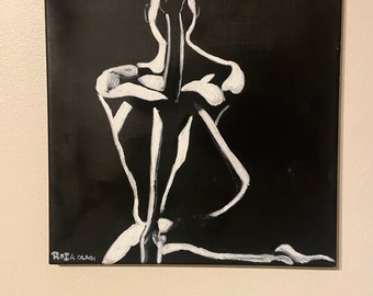 Black and white Abstract figure painting