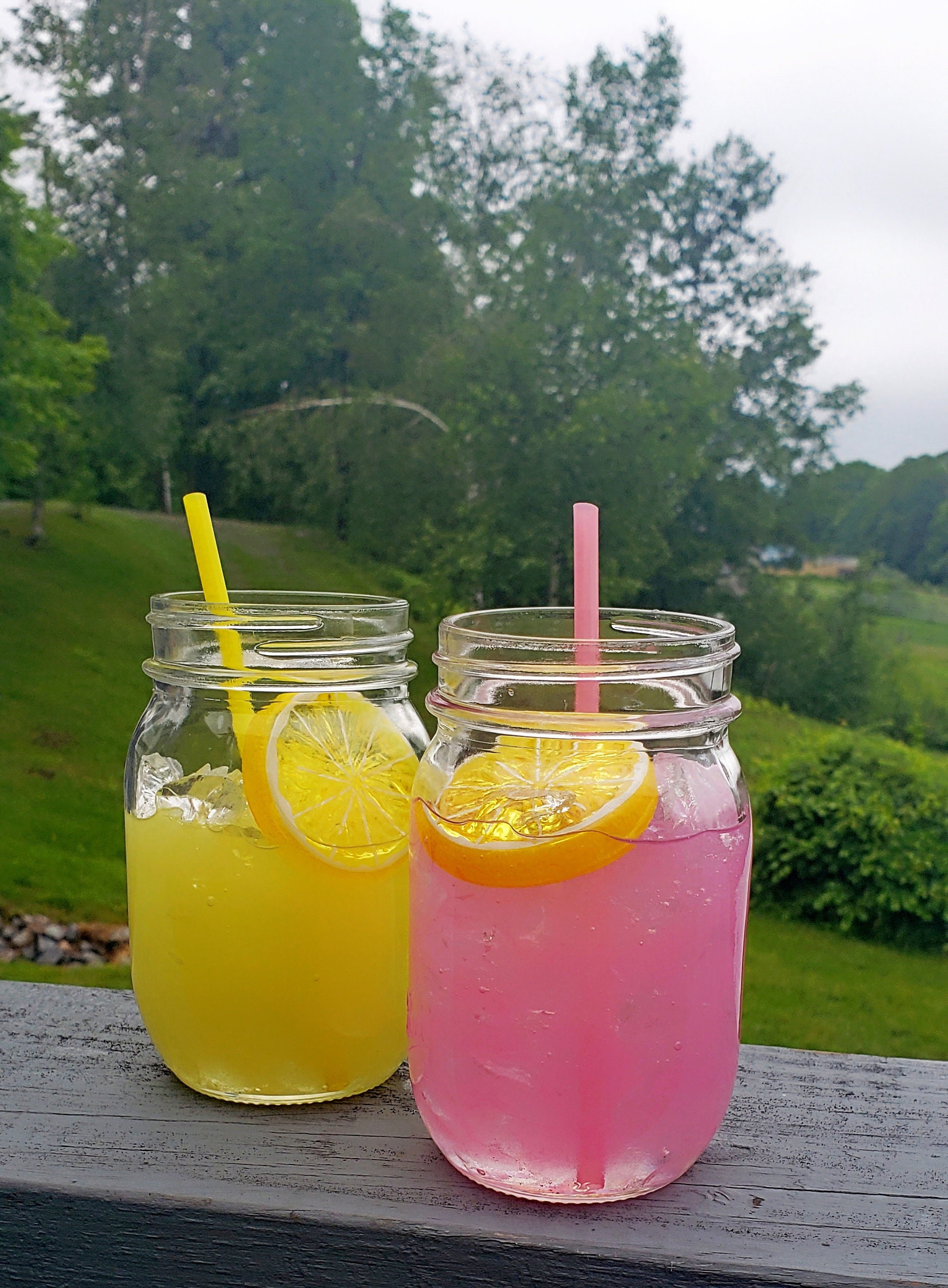 Full Size Mason Jar/ Fake Drink / lemonade / tiered tray decor Etsy