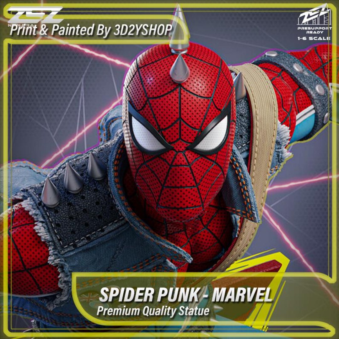 SPIDER PUNK | ZEZ Studio | Hand-painted Figure | Magnetized - Etsy