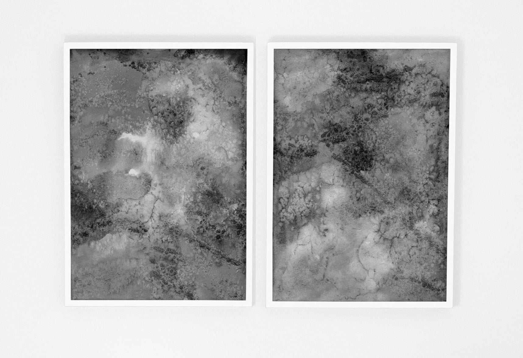 Grey Abstract Wall Art 2 Piece Watercolor Painting Printable Etsy