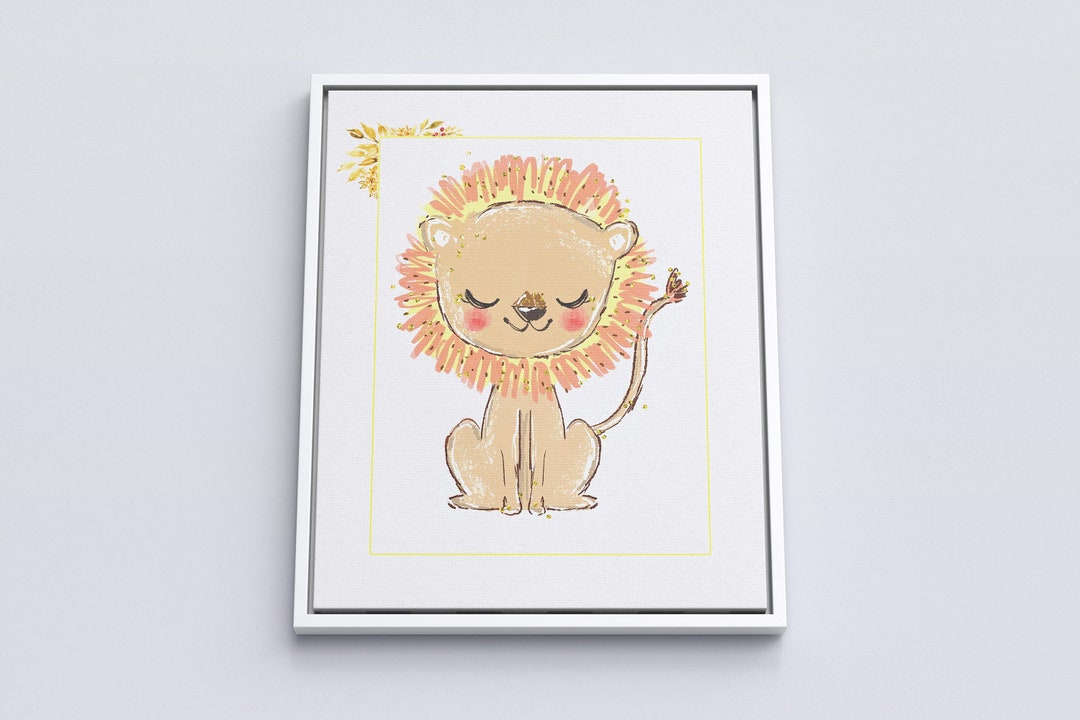 Nursery Printable Kids Wall Art, Baby Lion Watercolor, Cute Nursery ...
