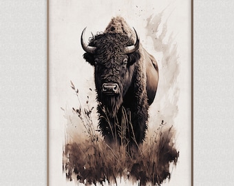 Mid-Journey Buffalo - Stunning AI-Generated Wall Art - Perfect for Buffalo Décor
