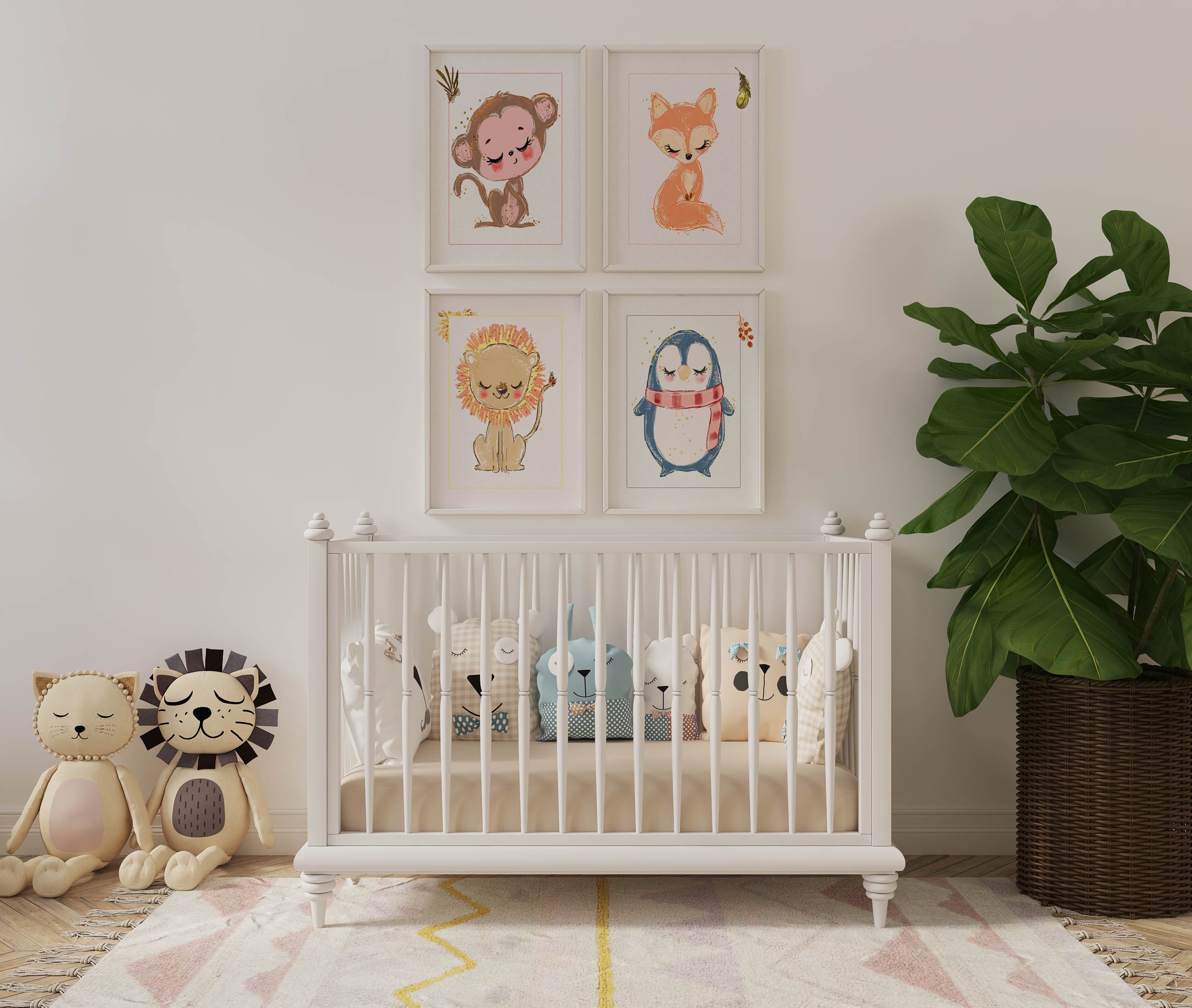 Printable Nursery Wall Art Décor, Cute Nursery Animals, Kids Room ...