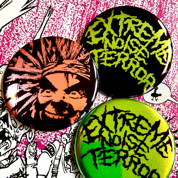 Individual 38mm Extreme Noise Terror Pin Badges