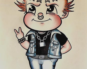 Vyvyan Basterd-“Kewpie Punk” Parody Original A4 Print.