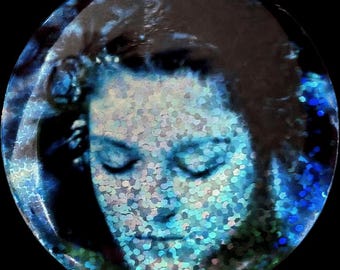 A Resting Laura-58mm Handmade SUPER Glittery Pin Badge