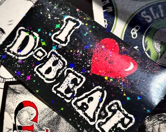 I LOVE D-BEAT-Vinyl Holographic Sparkly Sticker