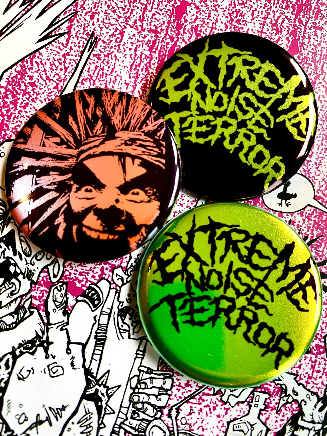Individual 38mm Extreme Noise Terror Pin Badges - Etsy