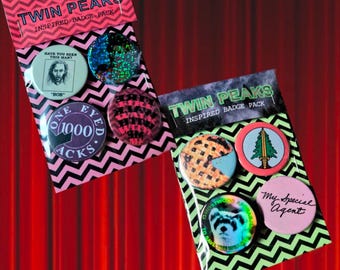 Twisted or Wholesome Peaks- Handmade Pin Badge Pack