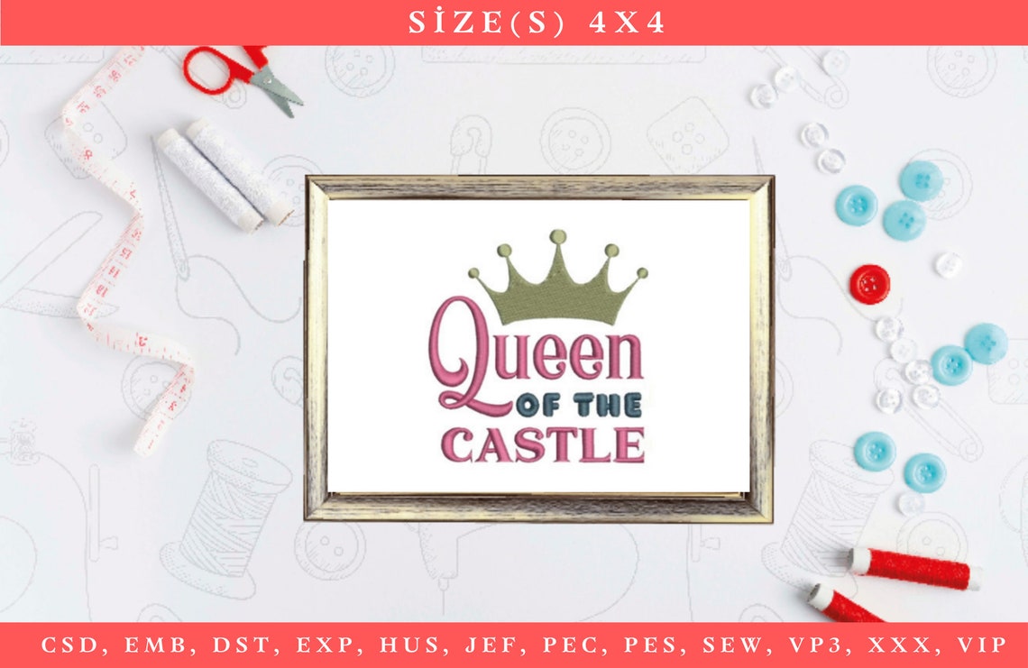 Queen of the castle embroidery design princess embroidery  etsy