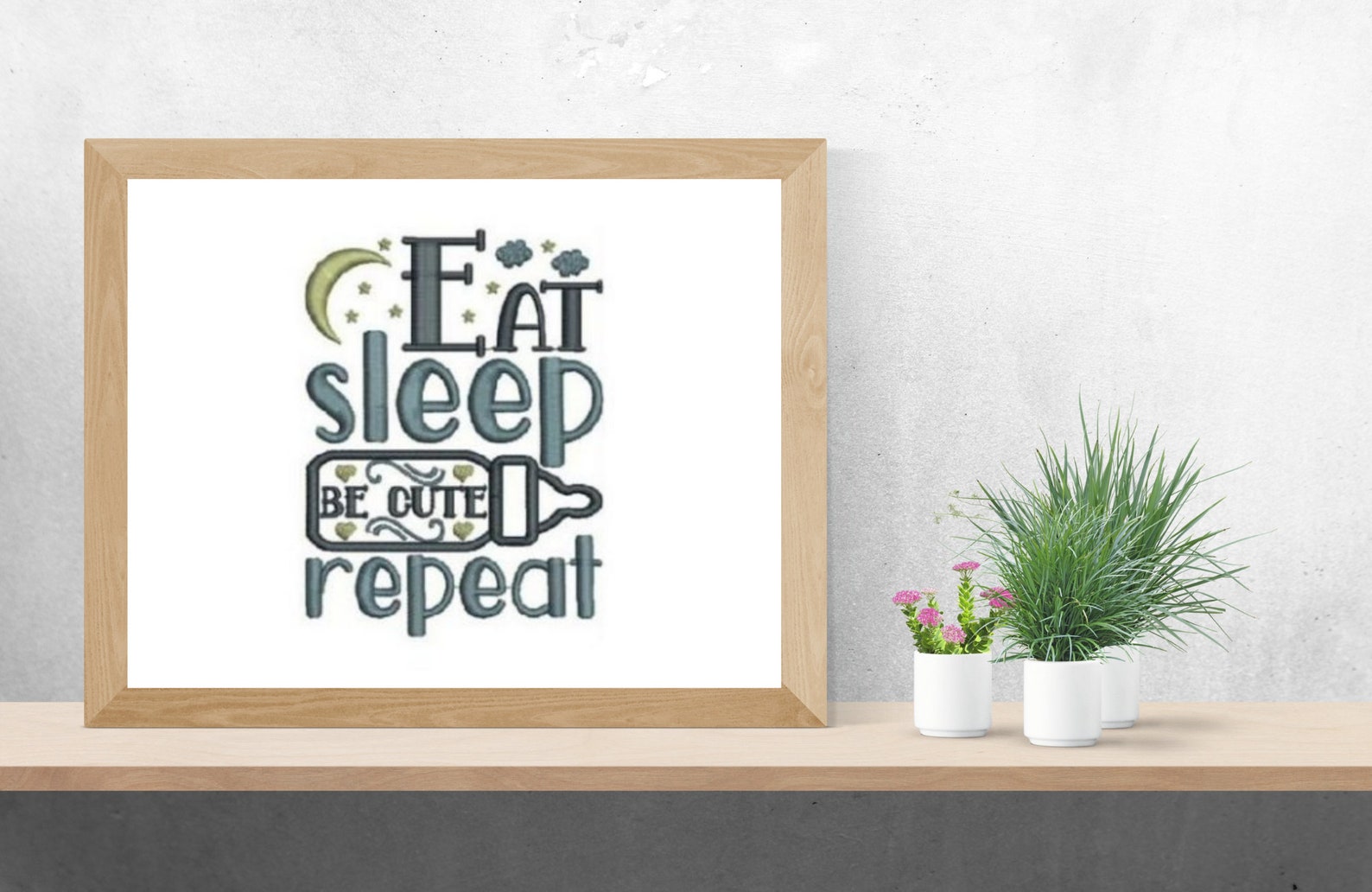 Eat sleep be cute repeat embroidery design baby word art  etsy Eat sleep be cute repeat embroidery design baby word art  etsy