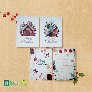 Carte de Noël plantable | Papier recyclé respectueux de l'environnement | Poison | Ensemble de cartes postales | Durable | Biodégradable | Fait main