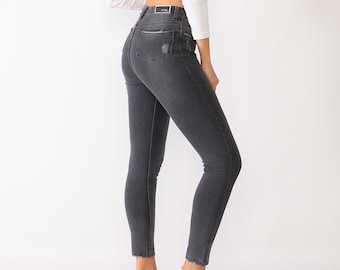 High Waisted Skinny Jeans - Etsy