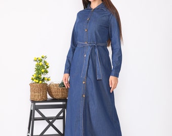 long denim shirt dress