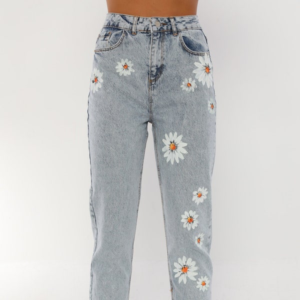 Hand Painted Jeans - Etsy