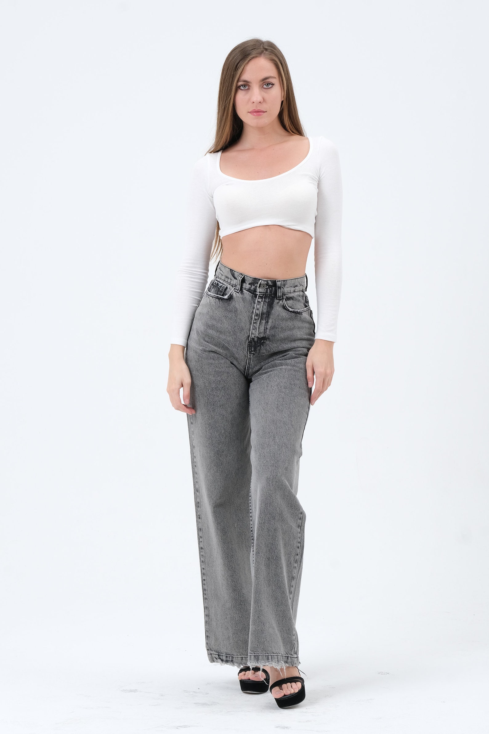 Lowman Light Grey High Waist Knit Pants